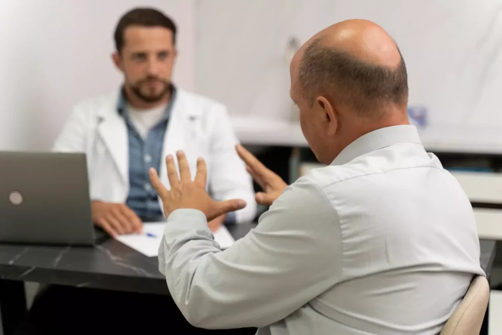 Dr explicando la braquiterapia